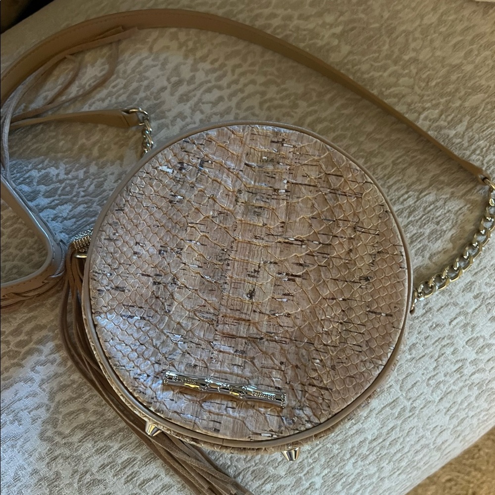 Elaine Turner Round, Cork Crossbody Bag with Tassle